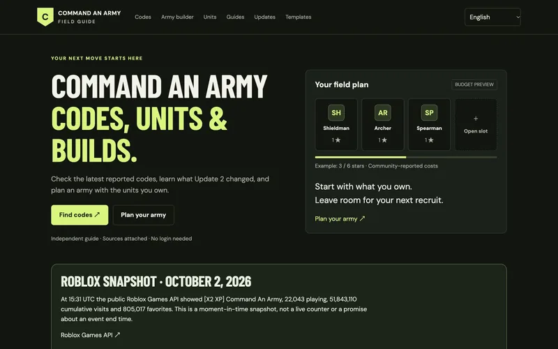 Command An Army Field Guide 项目截图