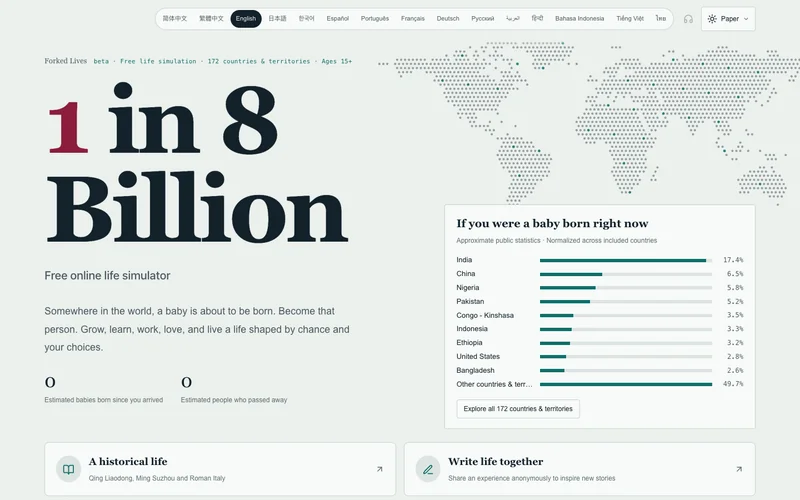 Forked Lives · 1 in 8 Billion 项目截图
